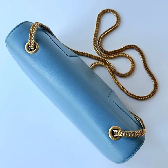 Saint Laurent Betty Light / Sky Blue Crossbody Shoulder Bag w/ Gold Chain Strap - Picture 8 of 16